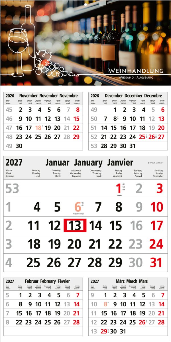 5-Monatskalender Einblatt Commerce 5 Post A postoptimiert
