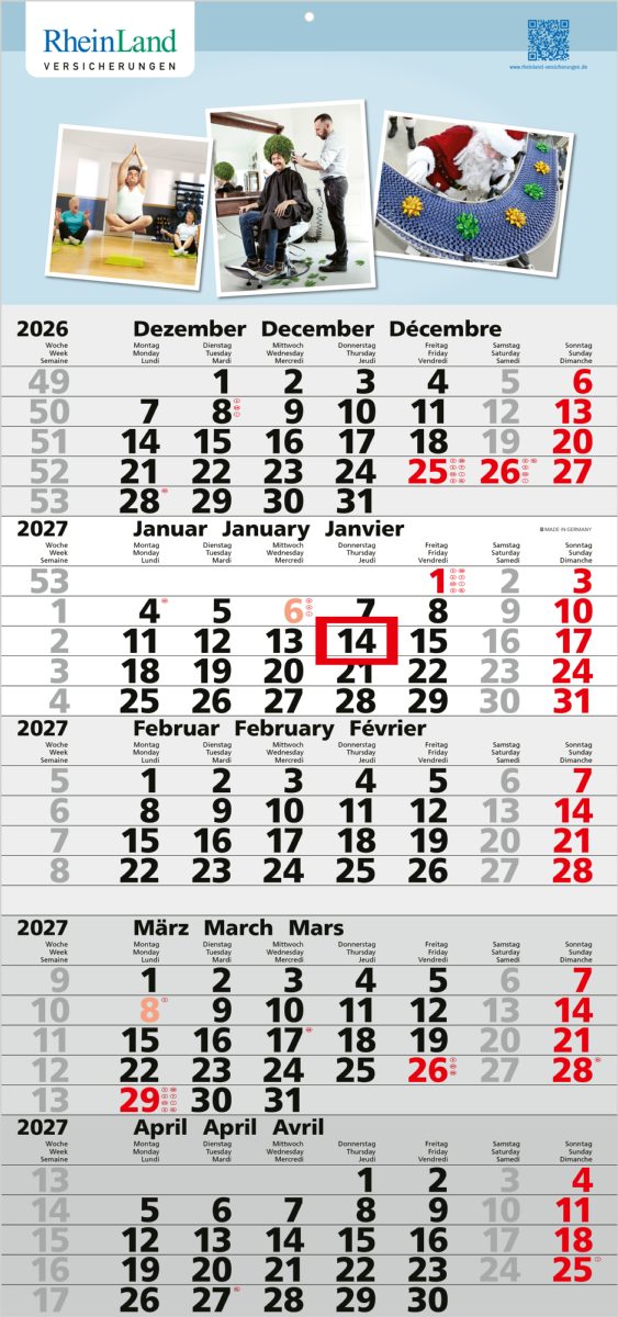 5-Monatskalender Einblatt Quintus 5 Monate gleich groß