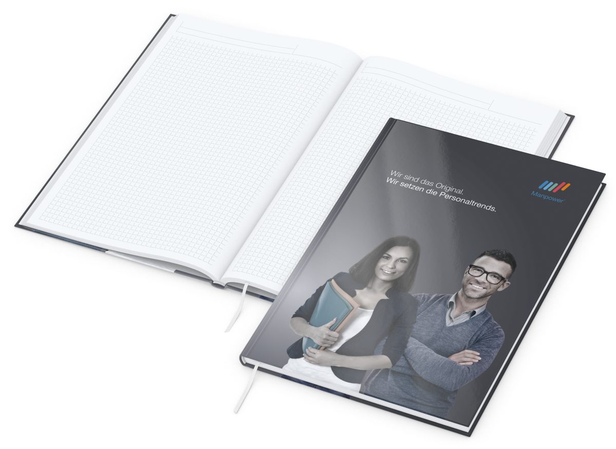 Notizbuch Note-Book Ecken spitz Hardcover individuell bedruckt