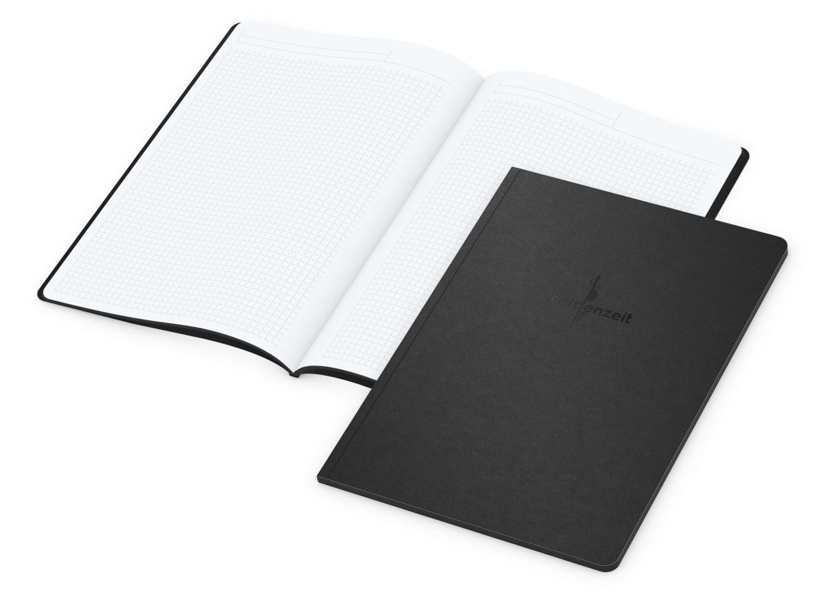 Notizbuch Tablet-Book Farbschnitt Naturkarton-Softcover schwarz