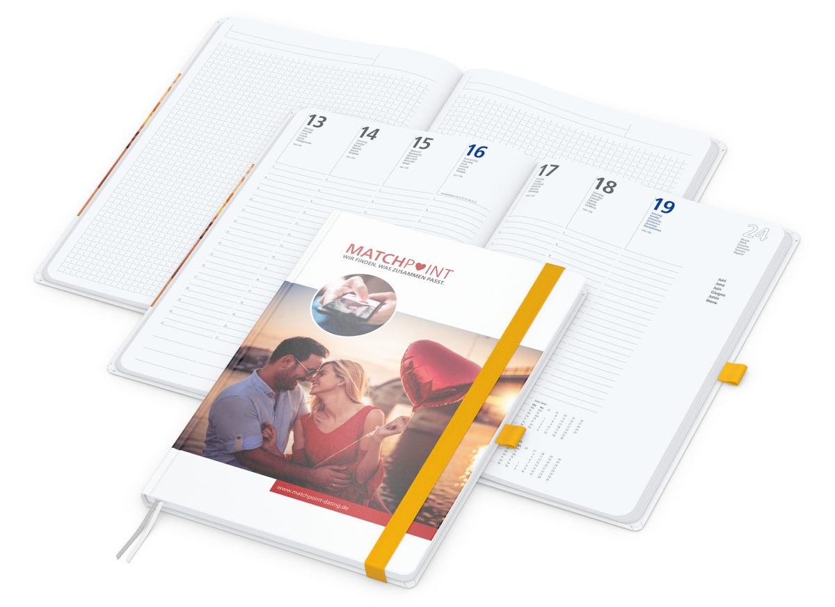 Wochenkalender vorne + Notizen hinten Match-Hybrid Papier-Hardcover