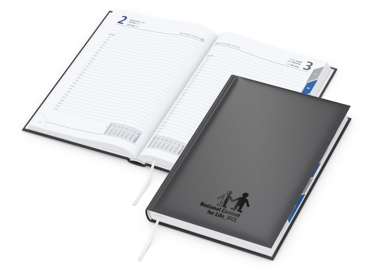Tageskalender Manager Monatsregister Mo.–So. je 1 Seite Kunstleder-Hardcover