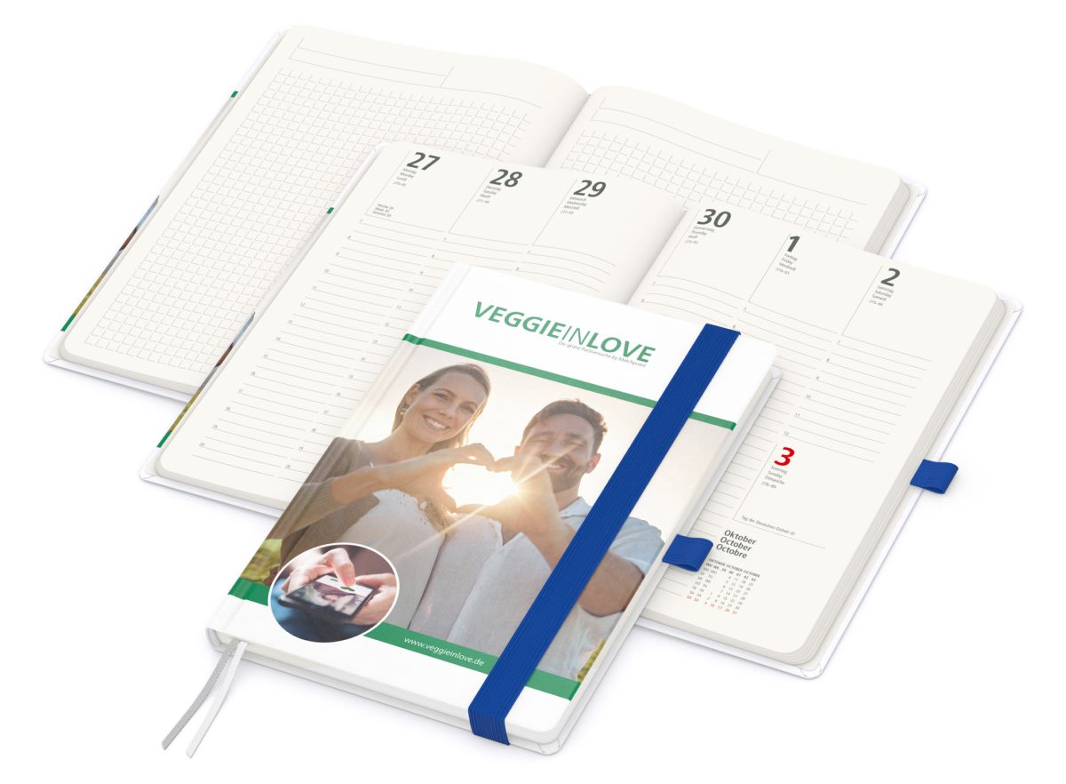 Wochenkalender vorne + Notizen hinten Match-Hybrid RECYCLING Papier-Hardcover A5