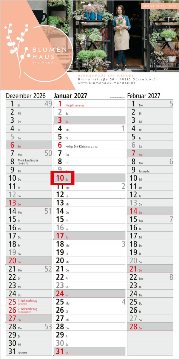 3-Monatskalender Einblatt Spectrum 3 EXPRESS Streifenkalender 3 Monate