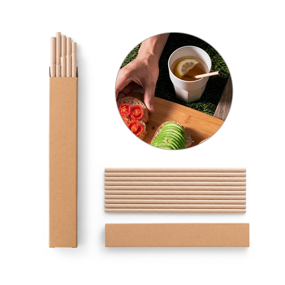 LAMONE. Strohhalm-Set aus Kraftpapier