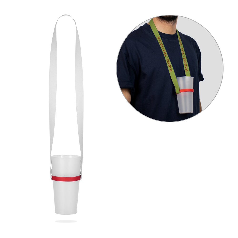 ROTHERHAM. SET Lanyard SUBLIMATION Long II (20 mm) Duo aus recyceltem Polyester (100% rPET) mit Silikon-Becherhaltern